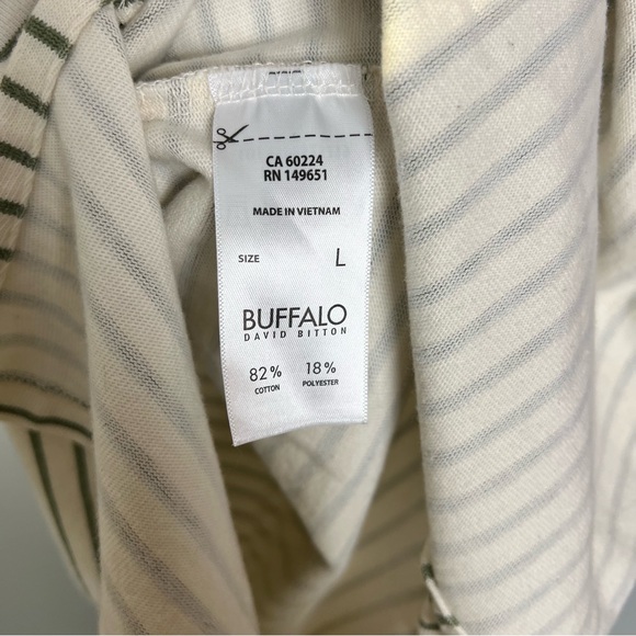 BUFFALO David Bitton Woman’s Green Striped Short Sleeve T-shirt Dress - Picture 4 of 5